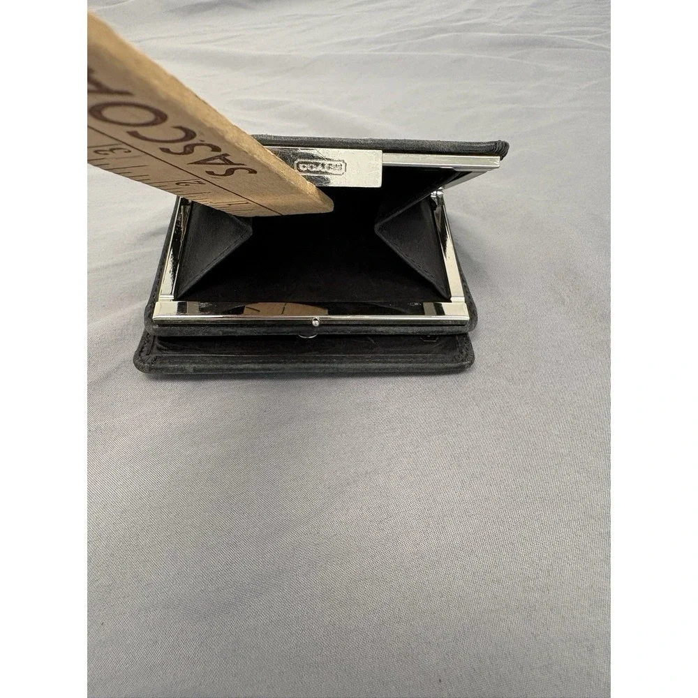 Vintage Coach Black Leather Bifold Small Wallet 3.5
